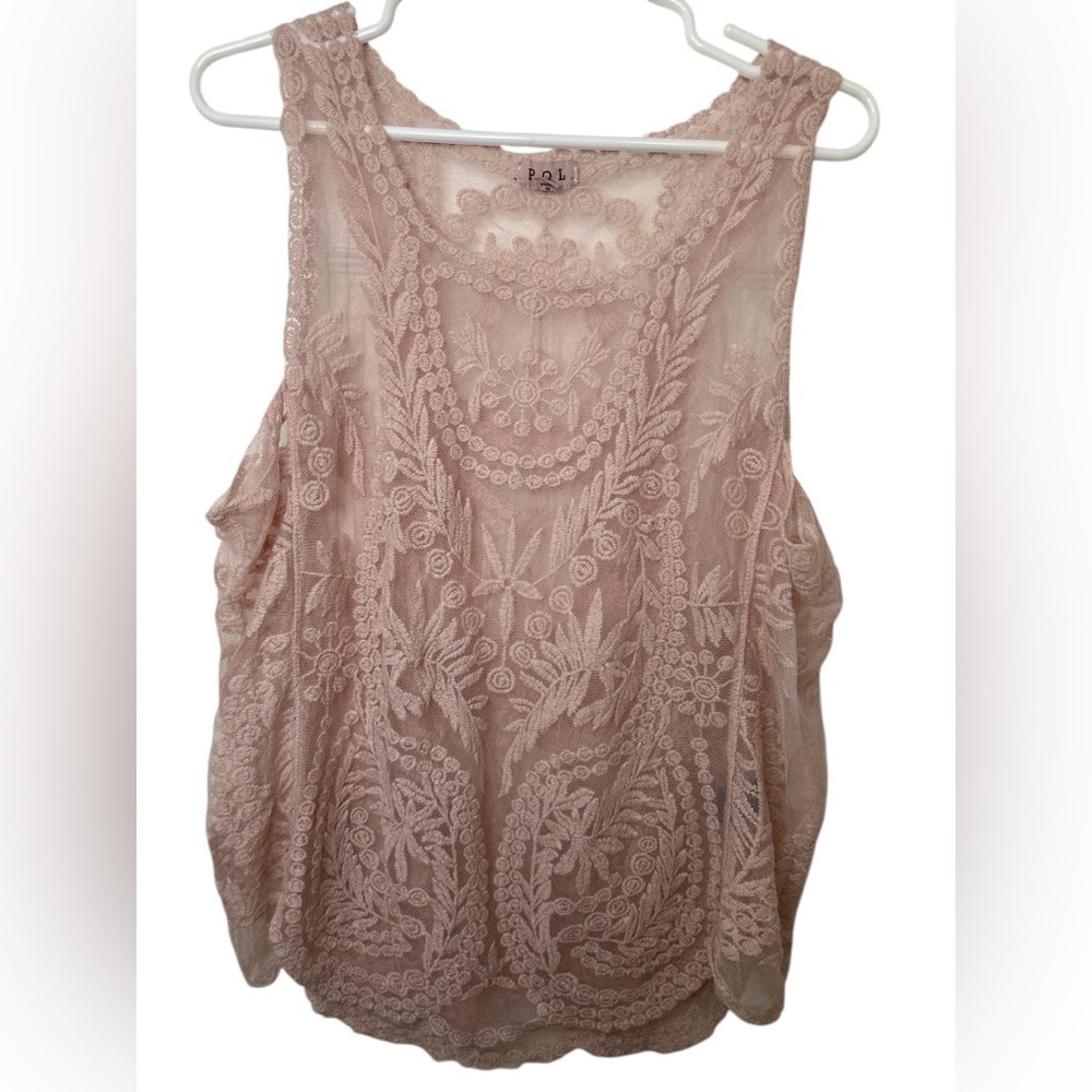 POL Pink Lace Sleeveless Top NWOT